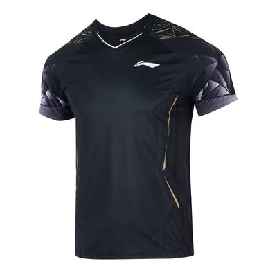 Li Ning Міжнародна Командна Серія Змагань Спортивна Повсякденна Мінімалістична Кольоровий Блок Футболка з Коротким Рукавом для Бадмінтону Унісекс Топи Чорний AAYV021-1