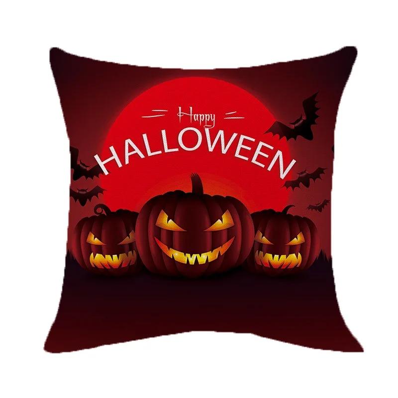 Halloween Theme Pillow Cover Car Office Living Room Sofa Halloween Pumpkin Lantern Decoration Pillow Cover