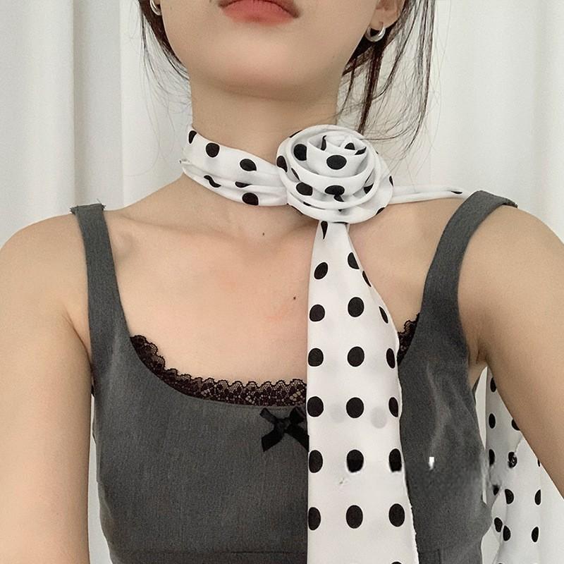 Designer Silk Neck Wrap With Dot Design And Lightweight Fabric For Autumn Wear