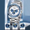 LIGE Unique Dial Quartz Man Watch Stainless Steel Business Luxury Clocks 24-Hour Moon Phase Waterproof Date Week Watches