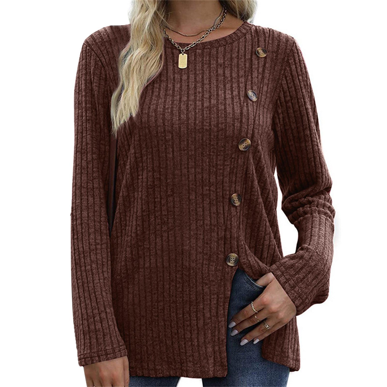 

Женский свитер, однобортный вязаный кардиган, топ на пуговицах с длинными рукавами, женский пуловер S винный