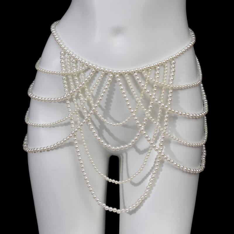 Contemporary Imitation Pearls Shoulder Jewelry for Women Body Chain Suitable for Enhancing Outfits At Various Event