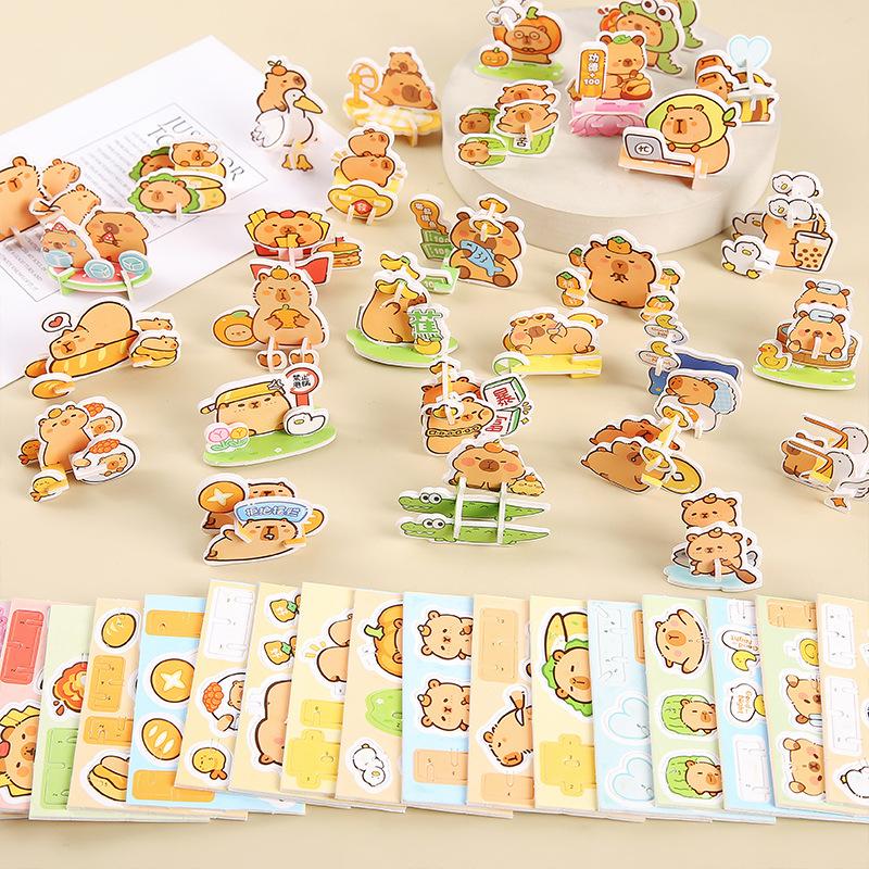 30Pcs Cartoon Animal Capybara Theme Paper Jigsaw Puzzle Toys for Kids Birthday Party Favors Classroom Rewards Pinata Fillers
