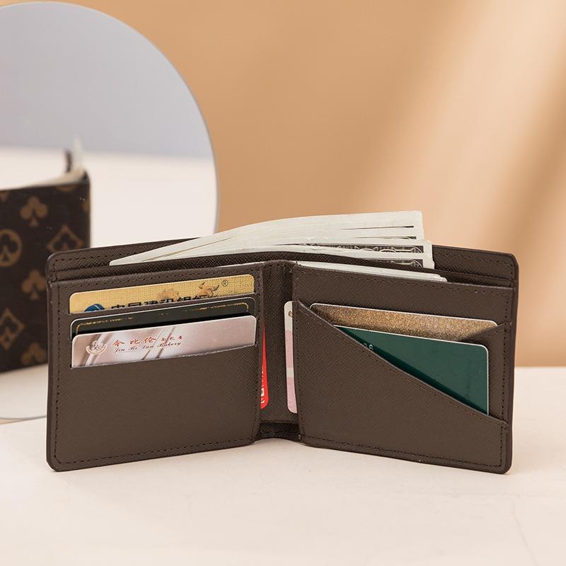 Men's wallet new trendy short classic printed card bag multi-functional small bag business leather wallet small wallet