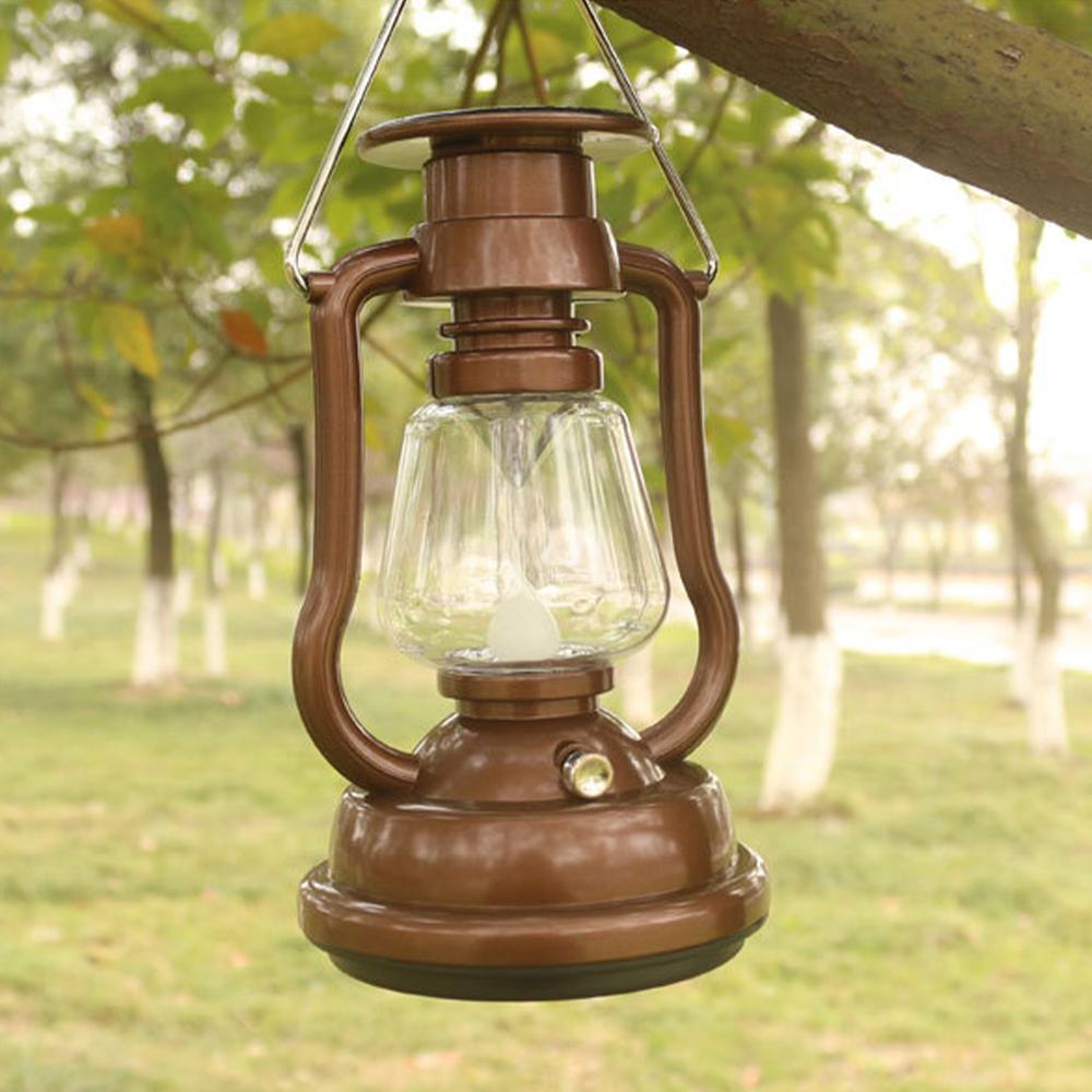 Vintage LED Lantern Camping Light Solar Hand Crank Rechargeable LED Portable Lantern For Tent Fishing Garden Outdoor Emergency