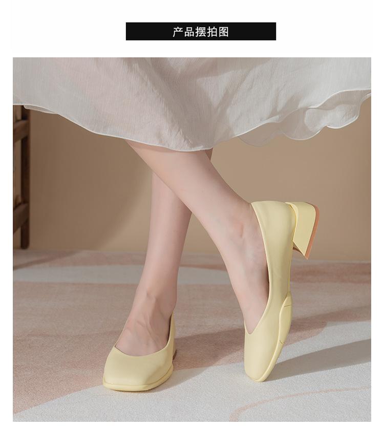 

Туфли на толстом каблуке во французском стиле для женщин, осень 2024 г., новые повседневные туфли с квадратным носком и мелким вырезом, дышащие, универсальные женские туфли Traf 40