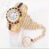 Luxury Women Bracelet Finger Hand Quartz Watch Women Diamond Rhinestone Lady Sport Red Dial Wristwatch Clock