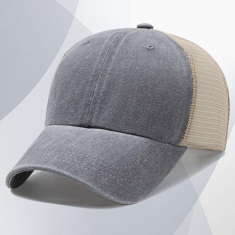 Washed Cotton Mesh Cap Embroidery Retro and Old Peaked Cap Men's Soft Top Hat Sunshade Baseball Cap