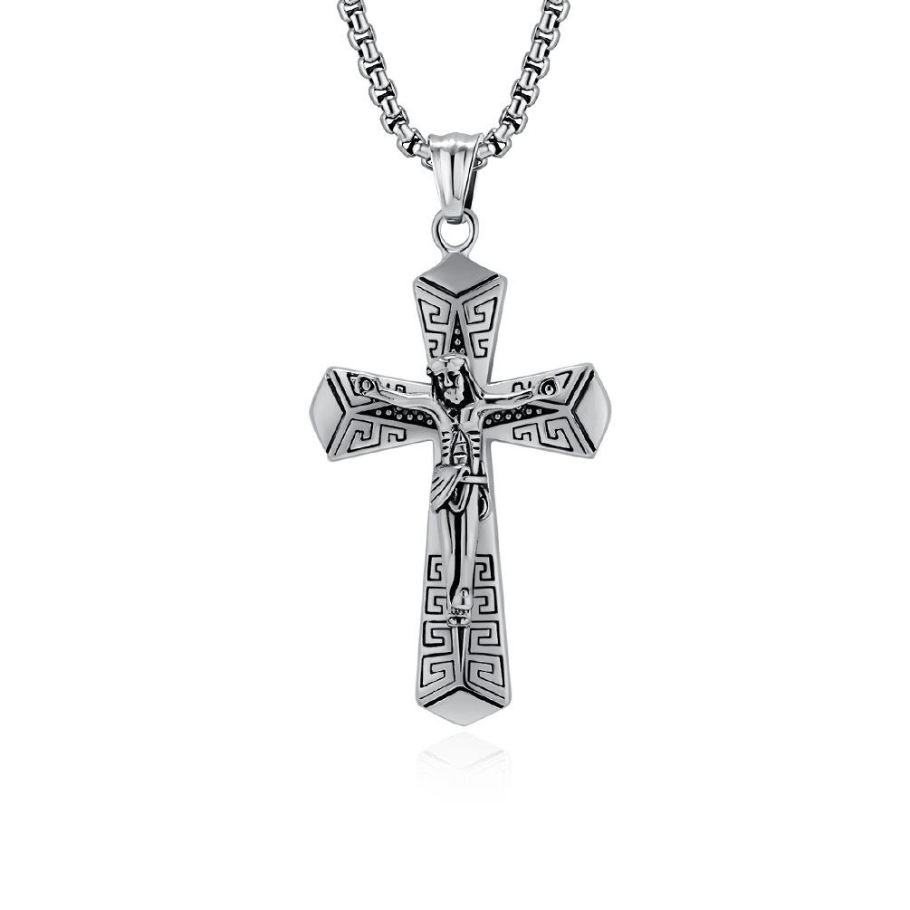 European and American Retro Personalized Stainless Steel Cross Item Trendy Fashion Wear Titanium Steel Pendant