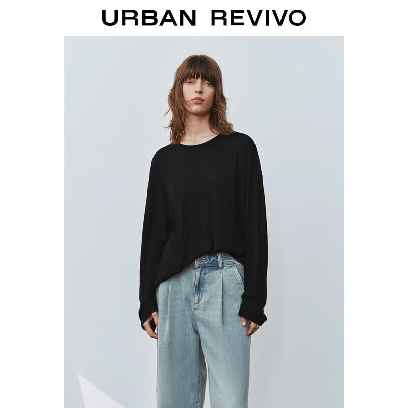 UR 2025 Autumn Pleated Long Sleeve T-Shirt for Women S