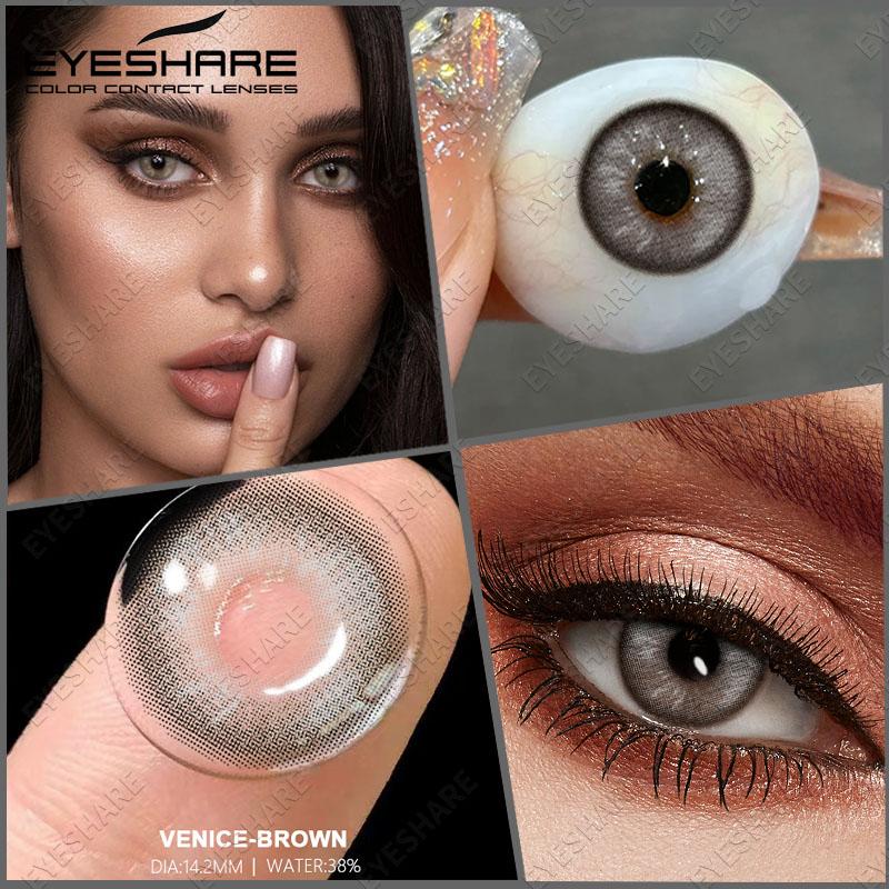 Eyeshare Colored Contact Lenses Blue Eye Makeup Contact Lenses Annual Comfort Green Colored Contact Lenses Gray Natural Colored Soft Lenses 1 Pair