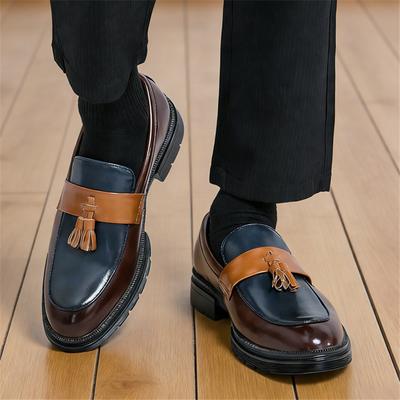 Neue Designer-Loafer mit dickem Absatz und Quasten, spitze Leder-Quastenschuhe für Herren, formelle Schuhe für Hochzeit, Abschlussball, Homecoming