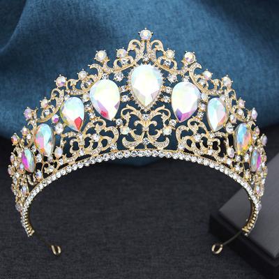 Große Kristall Brautkrone Vintage Barock Strass Tiara Braut Kopfschmuck Hochzeitsfeier Diadem Schmuck Haarschmuck