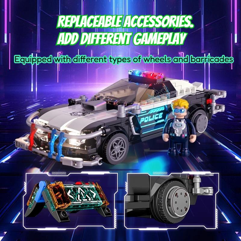 Cyberpunk Series Assembled Patrol Police Car Model Ornaments Assembled Toys Entry-Level Cool Construction Block Car