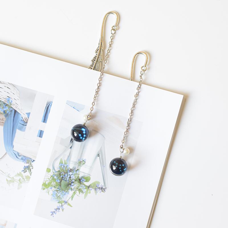 Noctilucent 12 Constellation Bookmark Ball Pendant Metal Book Mark School Supply