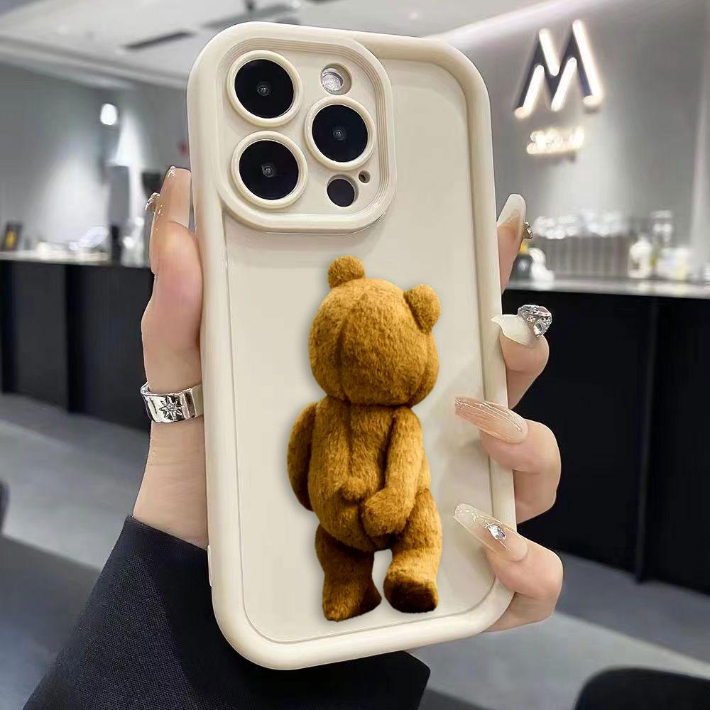 Cartoon Bär T-Teddy Handyhülle Für iPhone Apple 17 AIR 16 16E 11 12 13 14 15 XR Plus Pro Max DIY Hülle TPU Stoßfeste Hülle Capa