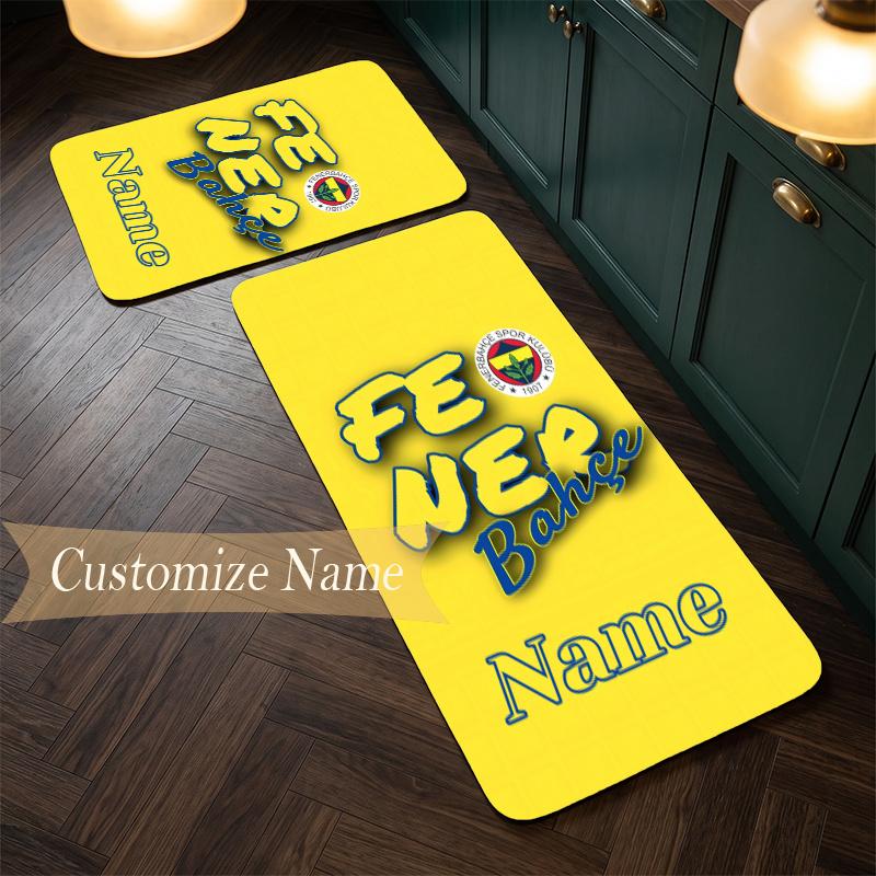 Fenerbahce SK (1) Customize Name Flannel Kitchen Mat Soft Non-Slip Kitchen Floor Runner Rug for Home Kitchen Decor