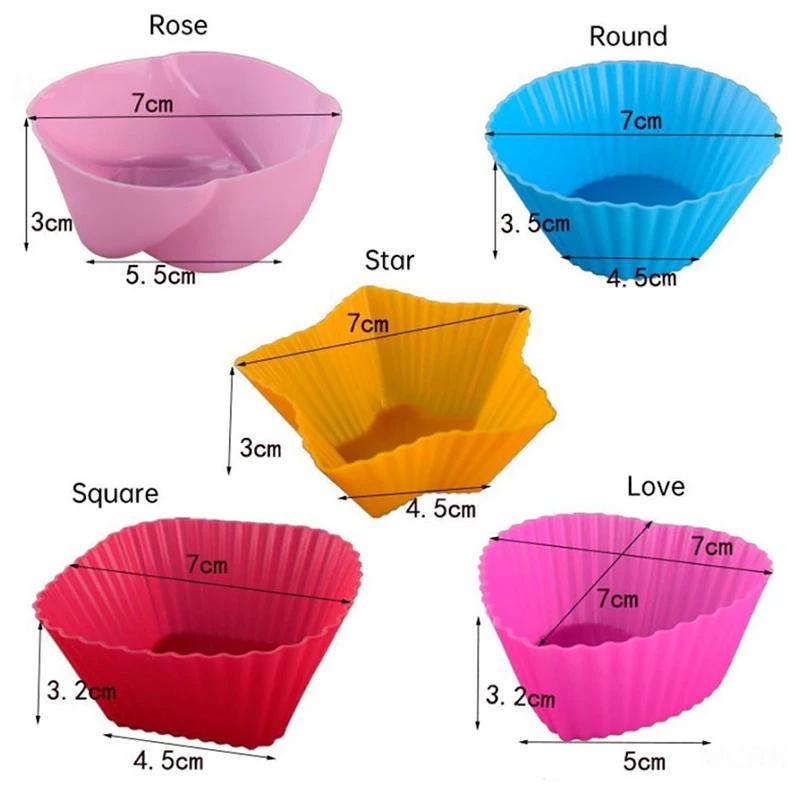 1/5/10 Stück Zufällige Farbe Silikon Kuchenform Silikon Kuchen Backform Tasse Cupcake Puddingform Hochtemperaturbeständig und Weich