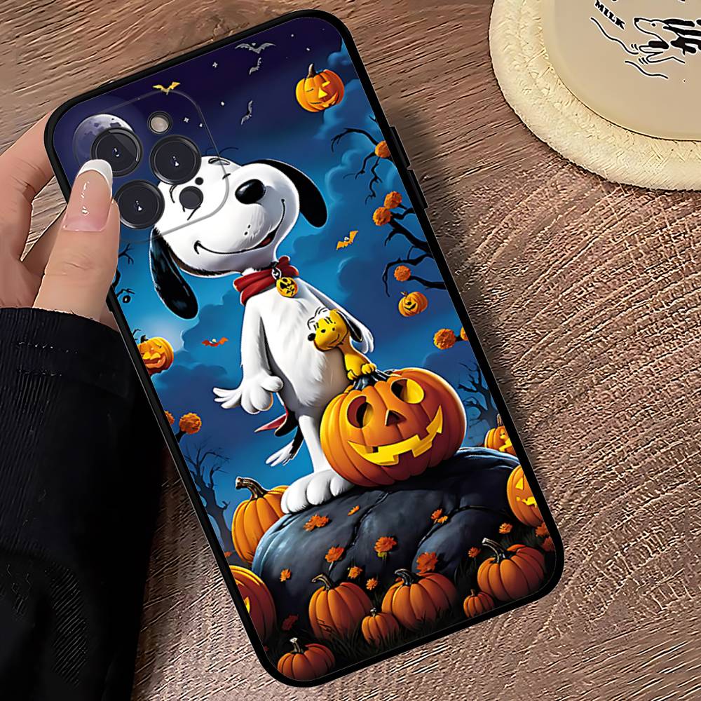 Cute Cartoon S-Snoopys Phone Case For Iphone 17 16 15 14 13 12 11 Pro Max Plus Black Shell Cover Case