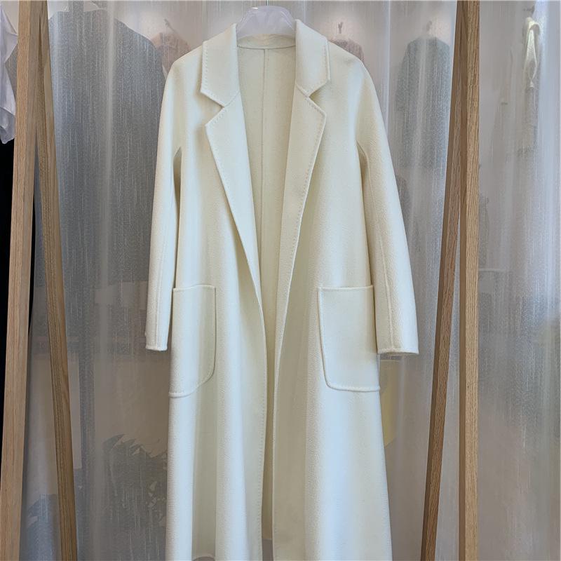 M Family Water Ripple High-End Women's Double-Sided Cashmere Coat