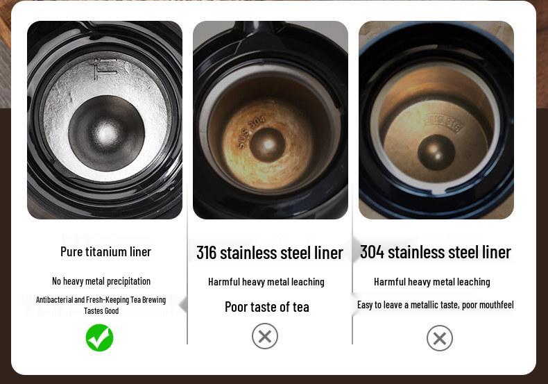 2025 Pure Titanium Stewing Teapot: Portable, Insulated, Tea-Water Separator for Brewing Old White Tea and Pu'er.