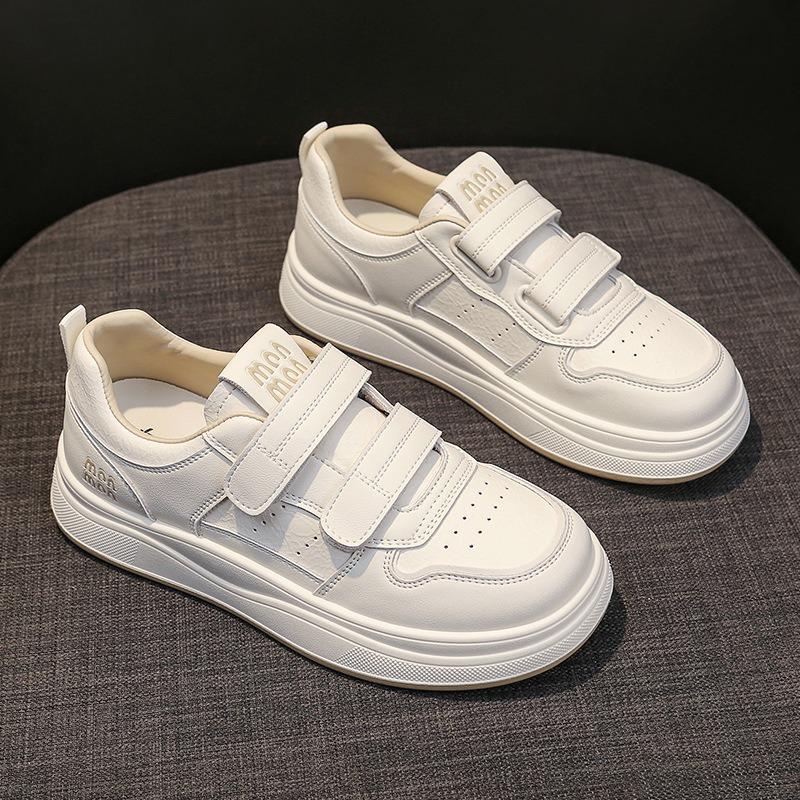 Yang Mi leather soft-soled little white shoes women's 2 autumn new Velcro board shoes versatile Hugh