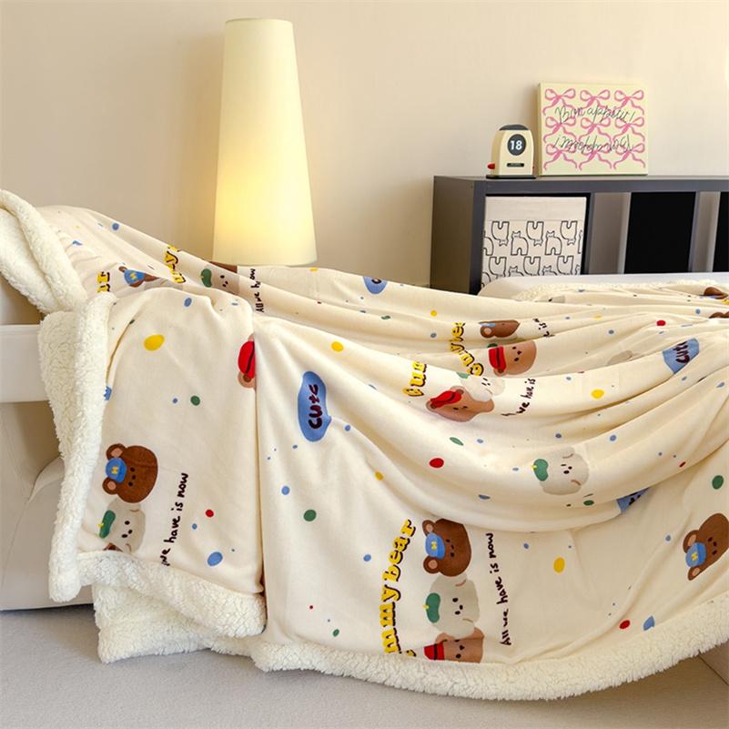 Thicken Warm Cartoon Blanket Comfortable and Skin-friendly Throw Blankets Velvet Bed Cover Cute Bedspreads for Bed Sofa Couch