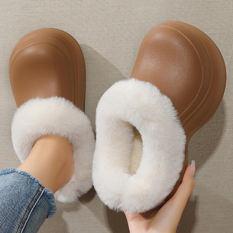 Baumwollpantoffeln mit dicker Sohle Winter eva wasserdicht Samt warm und rutschfest Winter Plüschbeutel und Baumwollschuhe
