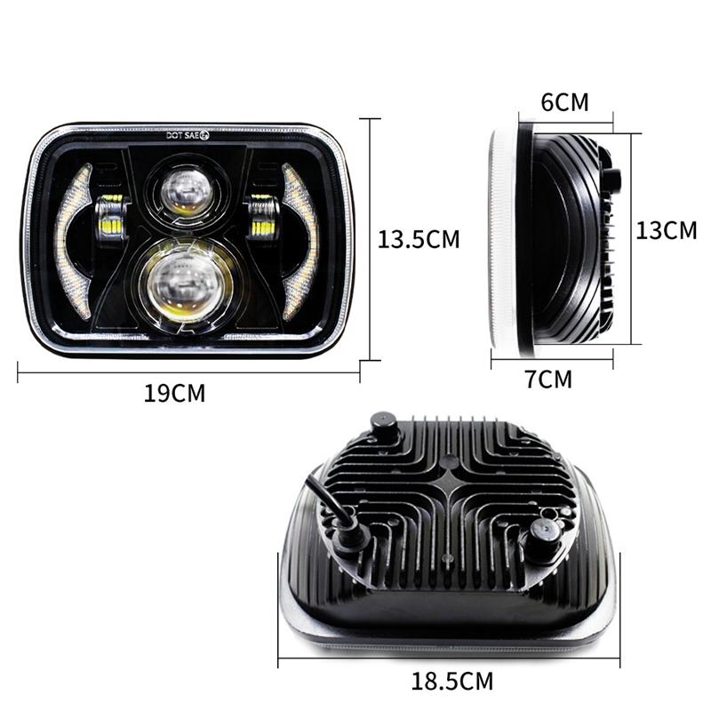 2Pcs LED HeadLight 5 inch Square LED HeadLamp Turn Signal Light DRL Driving Light for Car Motorcycle Offroad 4x6 9-30V 45W