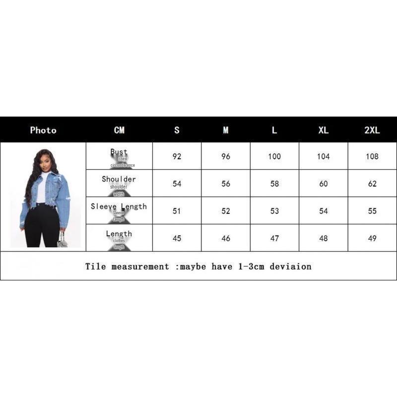 Women's New Ripped Denim Jacket with Torn Holes