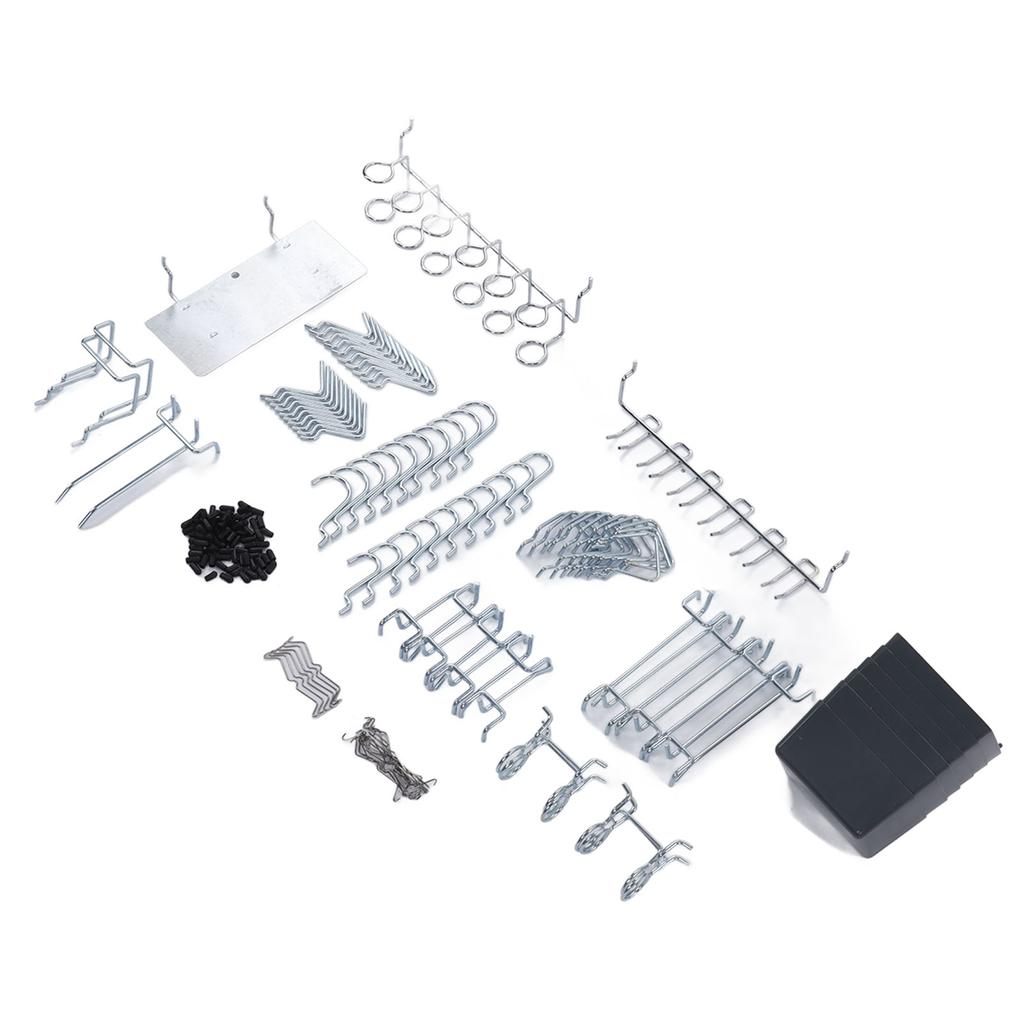 140Pcs Pegboard Hooks Assortment with Bins Peg Locks Wall Hanging for Tools Organizing