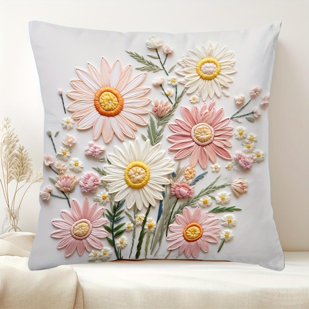 

2 шт. Простая цветочная подушка, квадратная наволочка для дивана, гостиной, прикроватная подушка, съемная, 45X45, без наволочки 45X45cm 2PCS серый