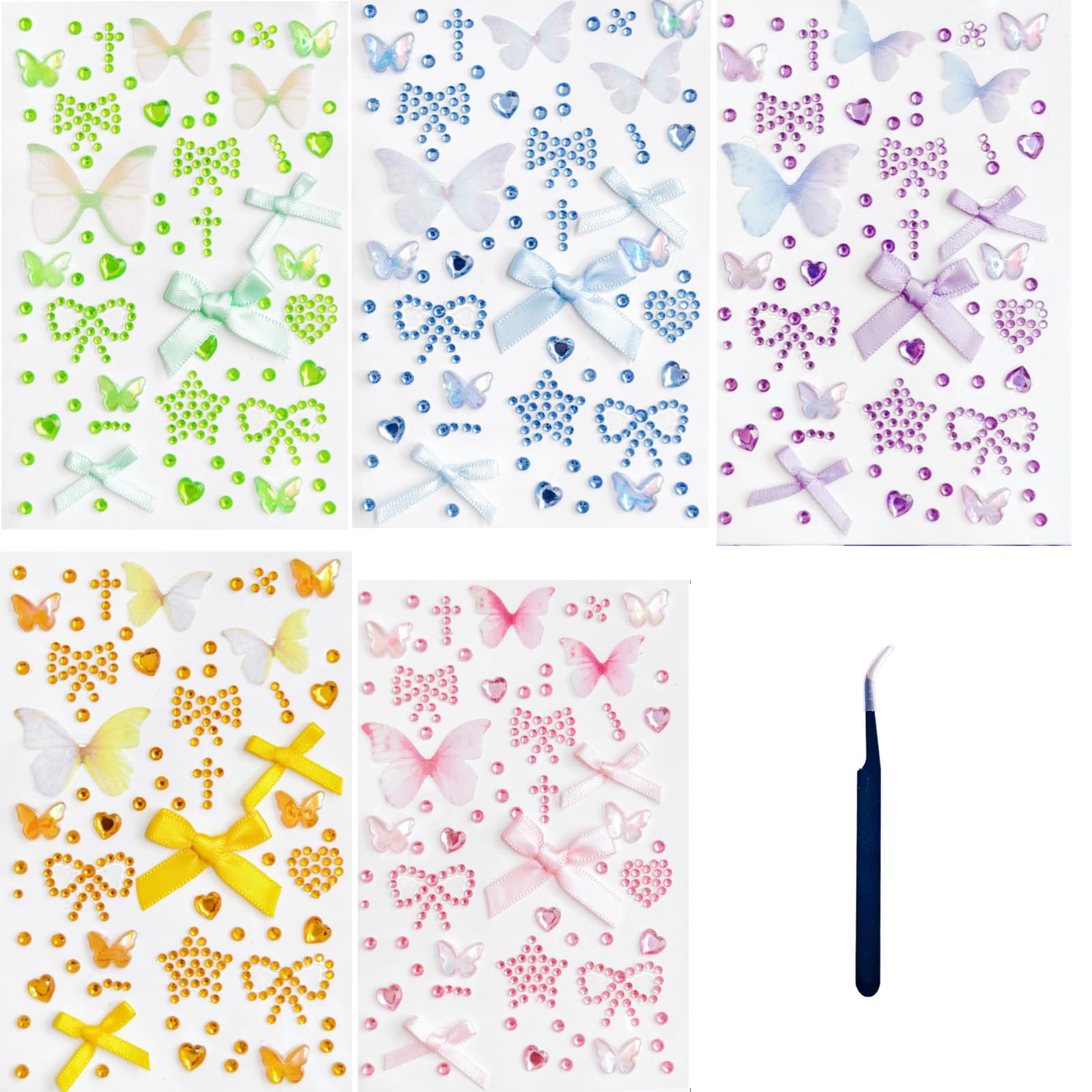 Набор из 5 ярких 3D блестящих наклеек на лицо для сценического макияжа, фестивальной фотографии, DIY, украшения мобильного телефона и подарков