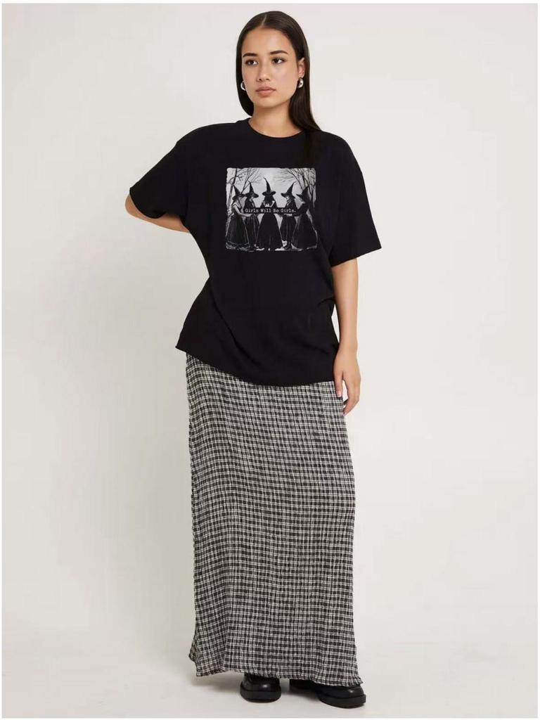American Retro Style 100% Cotton Oversize T-Shirt with Fun Print