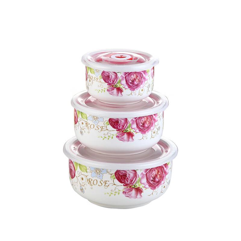 ZISIZ Happy Rabbit Enamel Microwaveable Bento Bowl Set