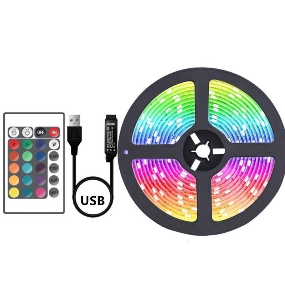New 5V LED Light Strips RGB Flexible Lighting Decor Strip with USB Cable Plug White Warm Atmosphere Light Strip Home Decor Lamp