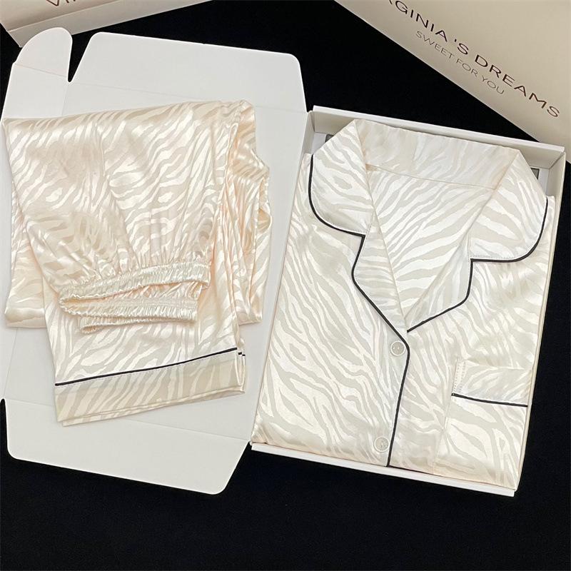 

Весенне-летняя милая новая пижама с принтом тигра, женский тонкий комплект для дома высокого класса с длинным рукавом, реальное фото 2XL