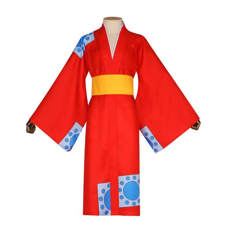 One Piece Cosplay Costume Luffy Wano Country Zoro Nami Character Performance Costume Cosplay Anime Clothing Luffy Red Kimono L