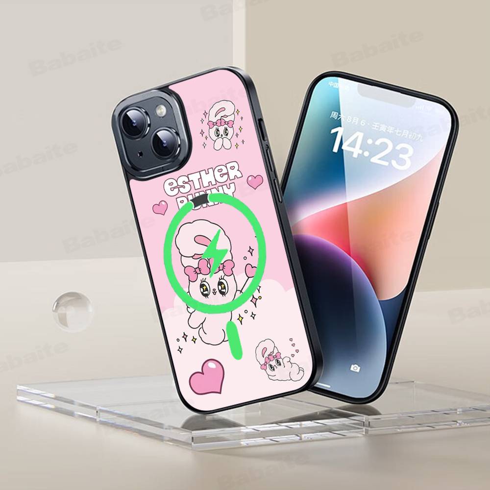 Lovely Cartoon Esthers Bunny For Magsafe Magnetic Case For iPhone 17 Air 16 15 14 13 12 11 Pro Max Plus Wireless Charging