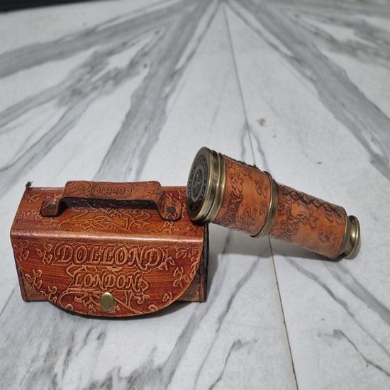 Brass Telescope Spyglass with Leather Case Dollond London 1920 Engraving 40.64 Cm Nautical Maritime Decor Gift Wedding Anniversary Birthday Christmas