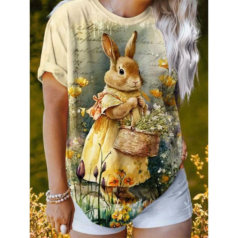 

Летний топ с круглым вырезом и 3D-принтом с животным узором, модная повседневная женская футболка с коротким рукавом S