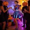 Scifi Space Themed Cosplay Gown With Metallic Finish For Halloween And Events