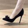 High Heels Pointed Bow Light Mouth Single Shoes Spring and Autumn New Summer Thin Heels Thin High-end Women