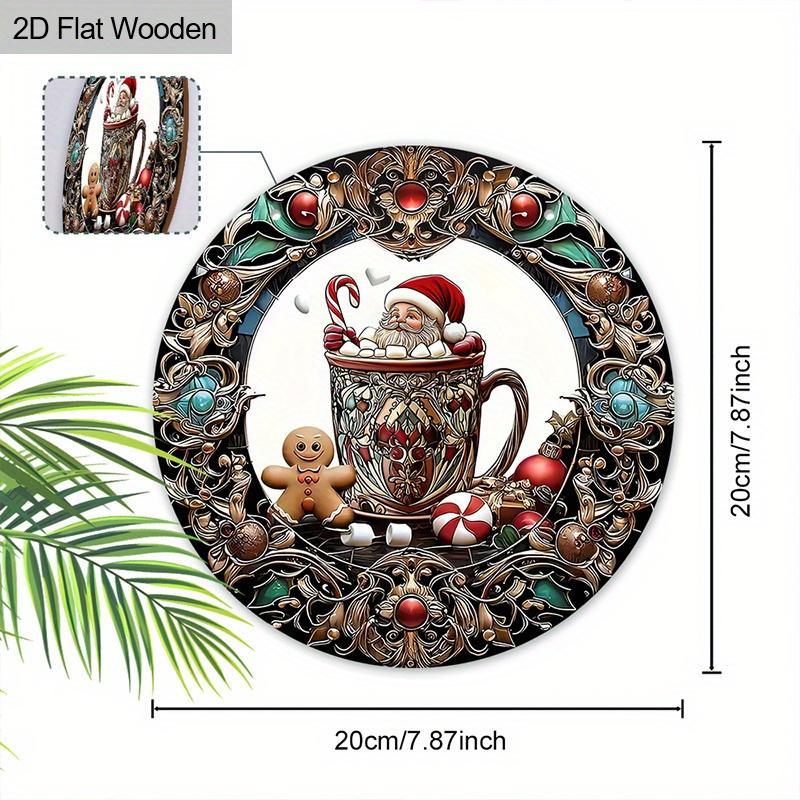 Christmas decoration sign,indoor hanging decorations,2D flat Wooden products with Retro style Christmas element pattern,Christmas gifts for friends