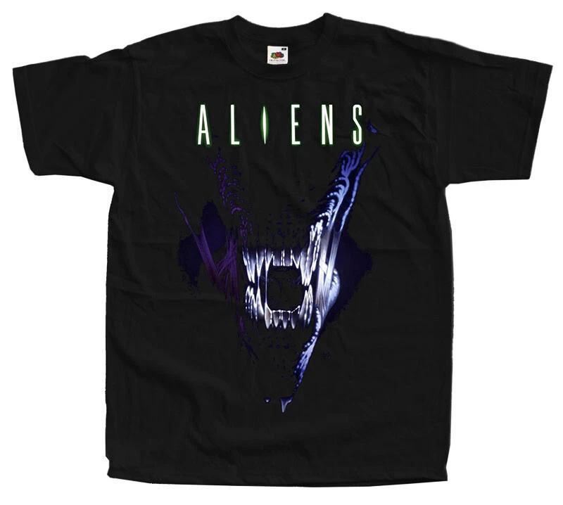 ALIENS 1986 V1 T Shirt Tee BLACK Horror Movie Poster All Sizes S to 5XL S