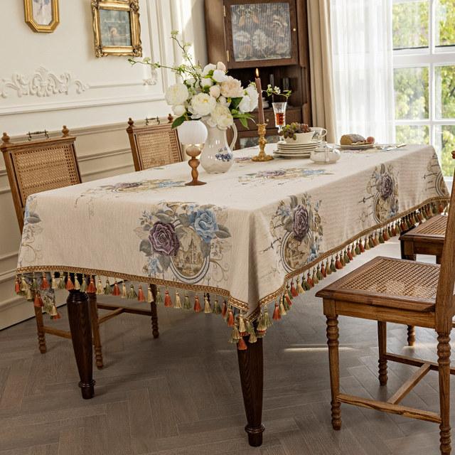 Europeisk Jacquard Bordtrekk Rektangel Firkantet Luksus Duk Dusk Til Kjøkken Spise Fest Jul Borddekorasjon