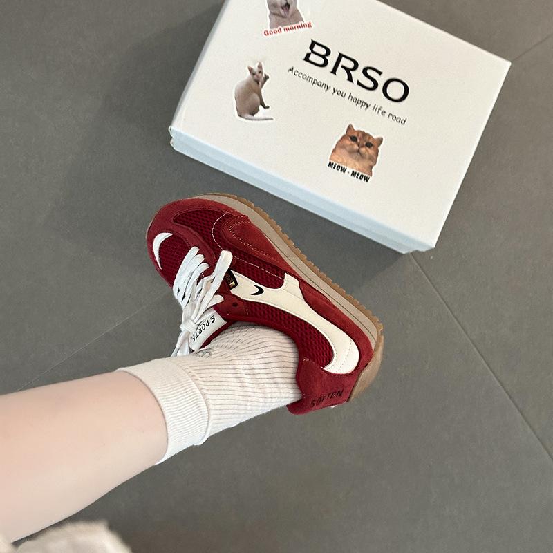 Fashion Retro Lightweight Thick-soled Inner Height-increasing Forrest Gump Shoes for Women's 2025 Summer New Round Head Sports Casual Shoes