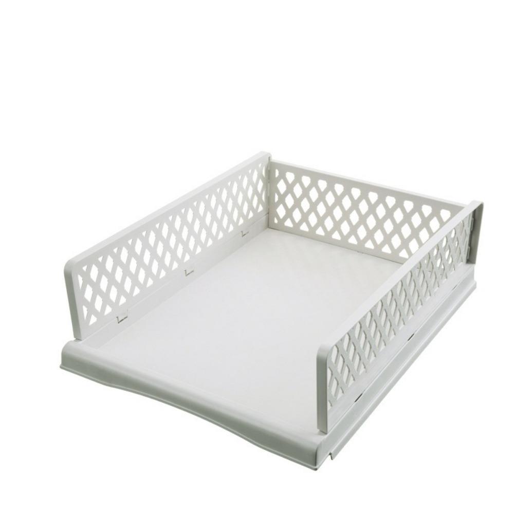 Plastic File Layered Partition Shelf Stackable Toy Snacks Container Clothes Storage Rack Office