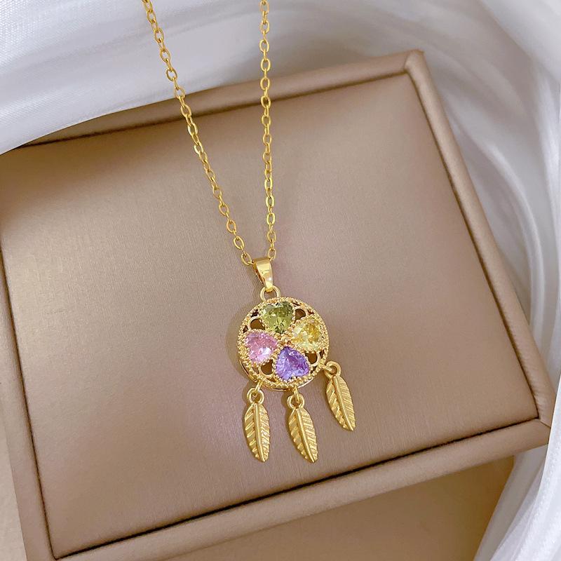 Dreamcatcher Shape Pendant Necklace for Women 2025 New Fashion Stainless steel Jewelry Wedding Party Accessories