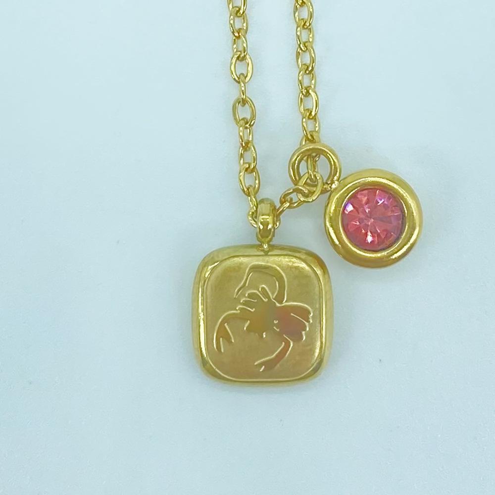 

Titanium Steel Classic Necklace December Birthstone Pendant Twelve Zodiac High Color Retention Neck Chain Furnace 18K Gold
